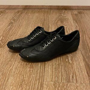 Donald J. Pliner Black Leather Lace-Ups